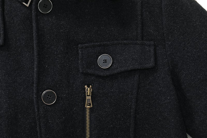wantdo Men's Peacoat Business Casual Wool Jacket Overcoat Black L - Image 5